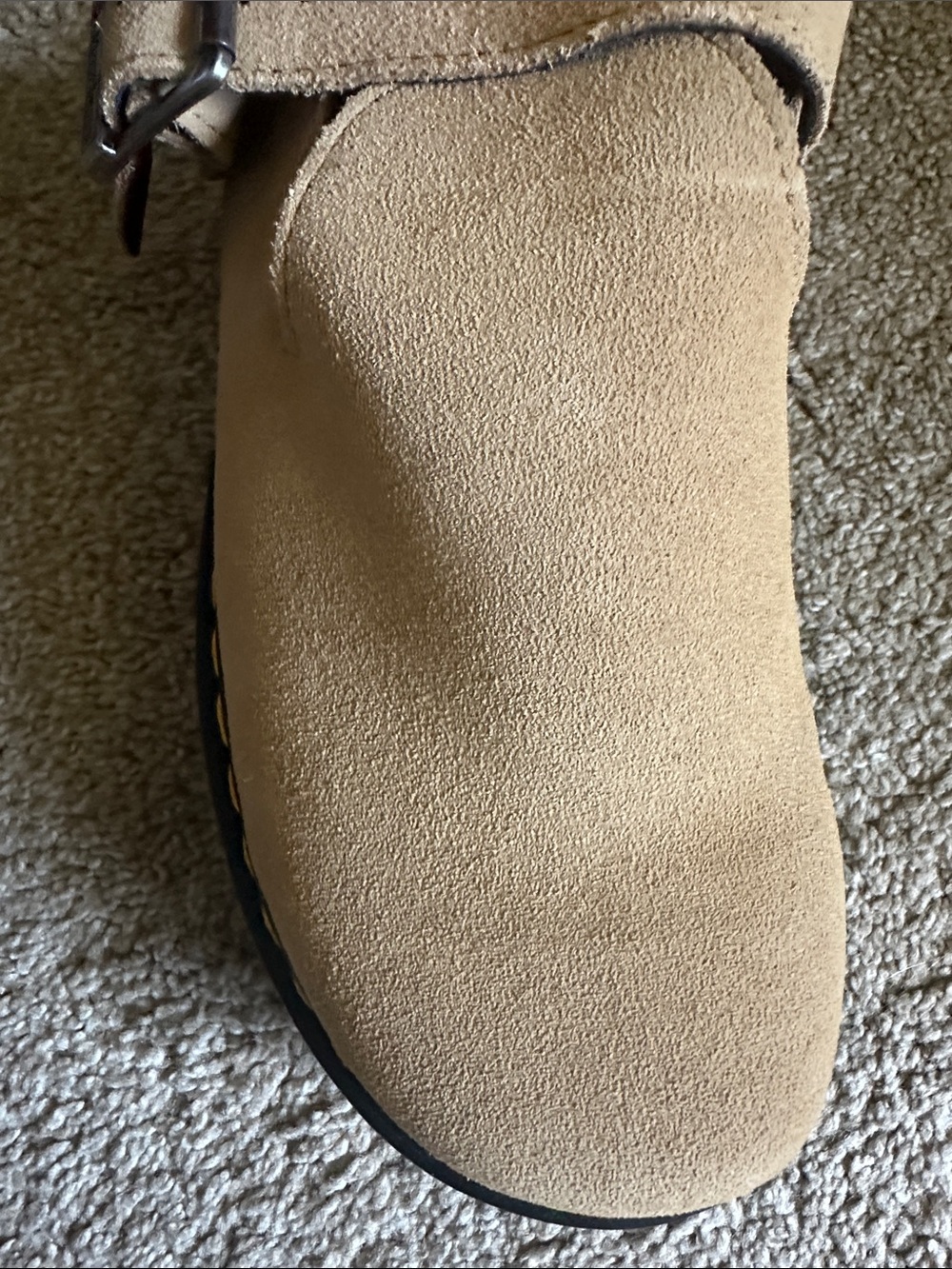 Dr. Martens Beige Suede Buckle Clog zebzag platform - Picture 9 of 11